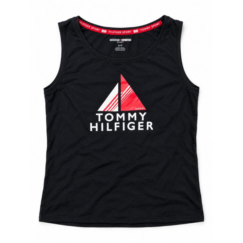 **Tommy Hilfiger Sport Black Logo Tank Top – Size S**